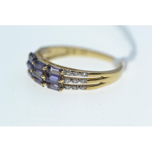 98 - 9ct gold, tanzanite & diamond ring, size R1/2, 2.56 grams