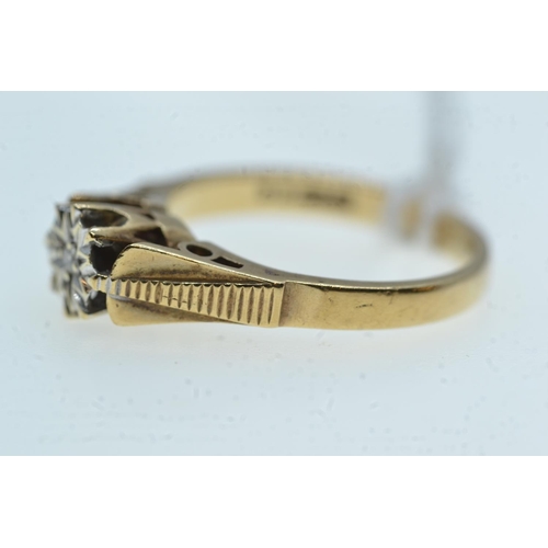 108 - 9ct gold & white stone ring, size J1/2, 2.8 grams