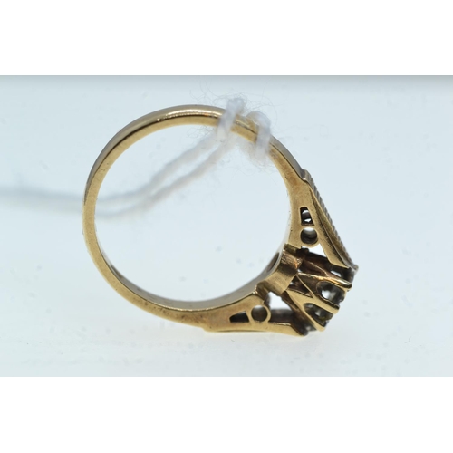 108 - 9ct gold & white stone ring, size J1/2, 2.8 grams