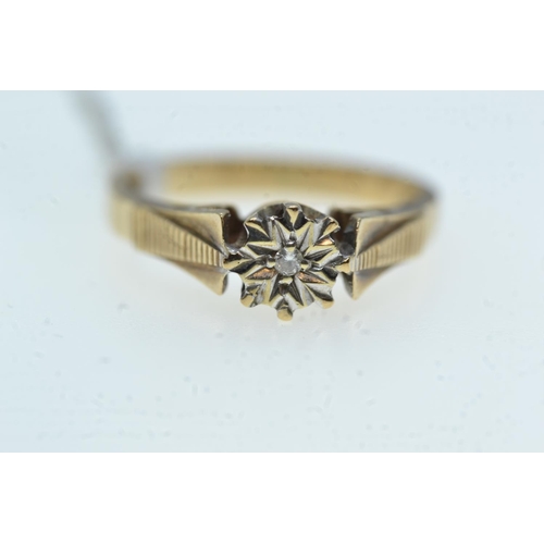 108 - 9ct gold & white stone ring, size J1/2, 2.8 grams