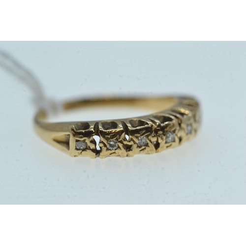 111 - 9ct gold & seven stone diamond ring, size K1/2, 1.9 grams