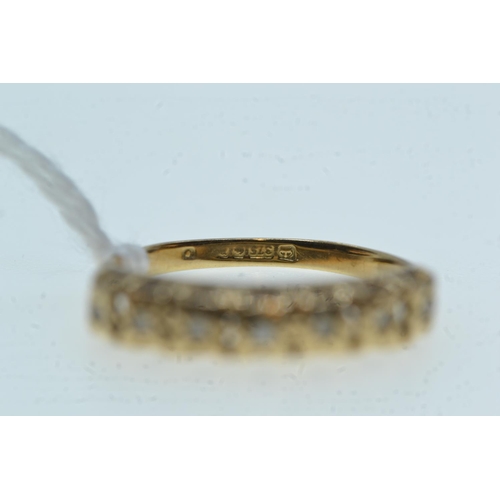 111 - 9ct gold & seven stone diamond ring, size K1/2, 1.9 grams