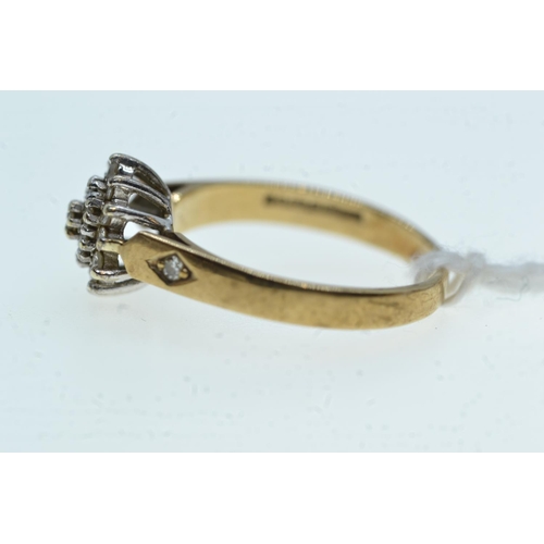 112 - 9ct gold & diamond cluster ring, size K1/2, 2.04 grams