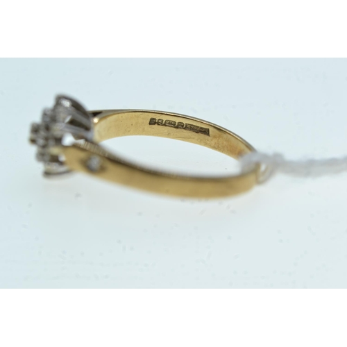 112 - 9ct gold & diamond cluster ring, size K1/2, 2.04 grams
