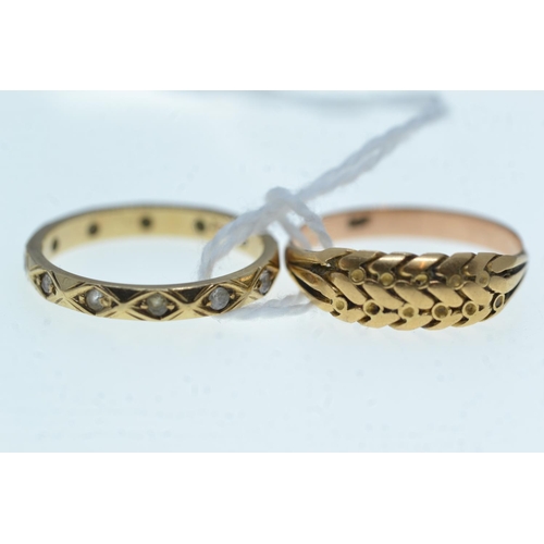 113 - Two 9ct gold rings, including one set with white stones, size M1/2 & O respectively, gross weigh... 