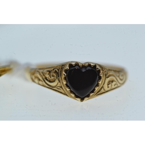 115 - Two 9ct gold & gem-set rings, one set with two cultured pearls & the other with a heart-shap... 