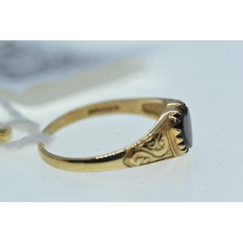 115 - Two 9ct gold & gem-set rings, one set with two cultured pearls & the other with a heart-shap... 