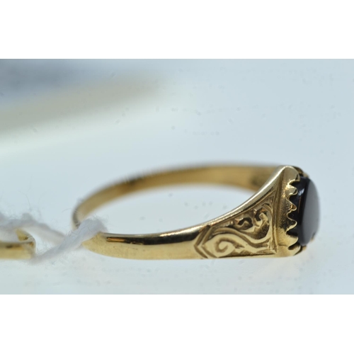 115 - Two 9ct gold & gem-set rings, one set with two cultured pearls & the other with a heart-shap... 