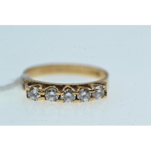 118 - 9ct gold & five white stone ring, size N1/2, 2.36 grams