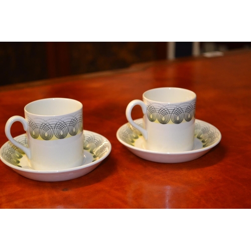 474 - 1953, Wedgwood, Persephone, designed by Ravilius. Pair of espresso cups & saucers
