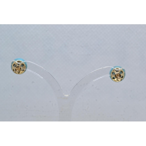116 - Pair of 9ct gold & turquoise ear studs, gross weight 1.74 grams