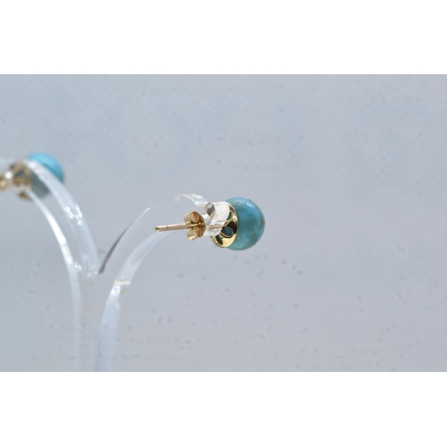 116 - Pair of 9ct gold & turquoise ear studs, gross weight 1.74 grams