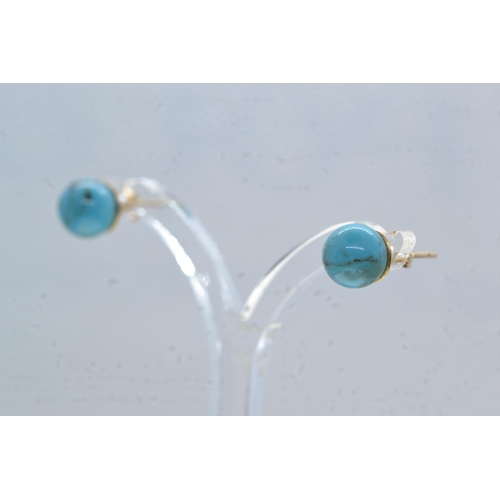 116 - Pair of 9ct gold & turquoise ear studs, gross weight 1.74 grams