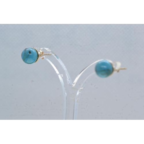 116 - Pair of 9ct gold & turquoise ear studs, gross weight 1.74 grams