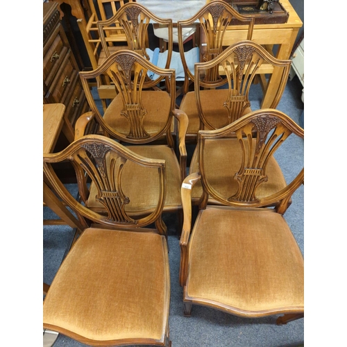 717 - 6 wheat shield backed chairs 