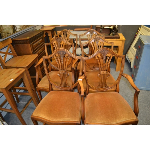 717 - 6 wheat shield backed chairs 