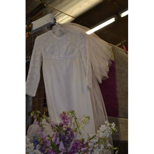 745 - 1960s wedding dress and veil