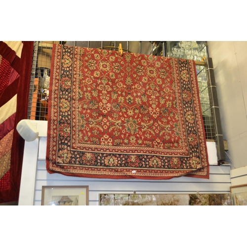 751 - Floral red and blue rug W180cm L260cm