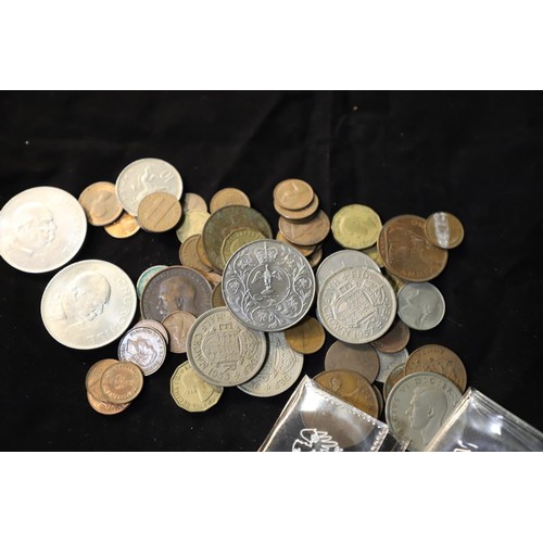 338 - Tub of mostly British coins inc. 4 crowns, 4 half crowns etc.