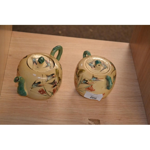 206 - Japanese satsuma teapot & sugar pot, signed