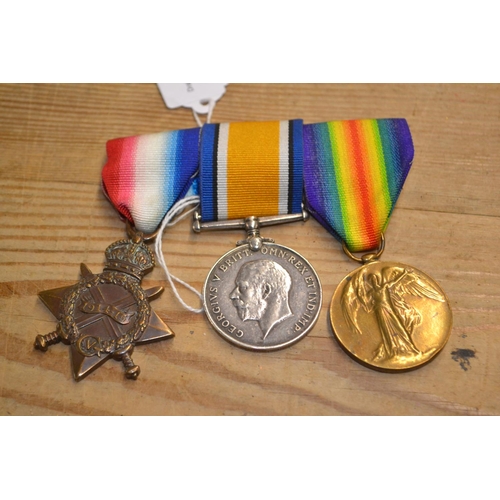 329 - WWI medal trio, double inscribed, originally for 86960 GNR. S. Reeves R.A. & inscription scratch... 