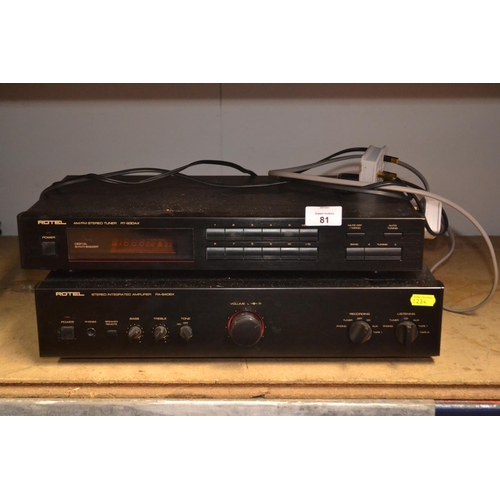 81 - Rotel AM/FM Stereo tuner. RT-930AX & Stereo Amp RA-940BX