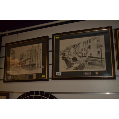 370 - Two framed John Gillo Prints of Dartmouth signed and dated 78. 