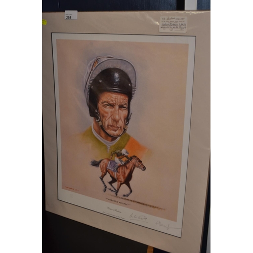 395 - Signed Ltd ed print 'Lesters Return' 177/500, signed by Lester Piggott & Peter Deighan. Unframed... 