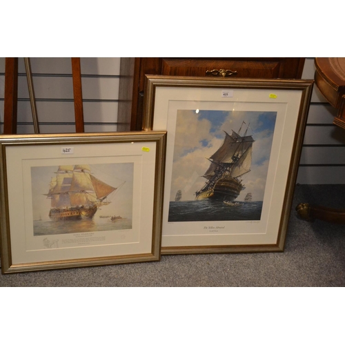 425 - Two signed ltd ed by Geoff hunt HMS Temeraire and the yellow admiral 