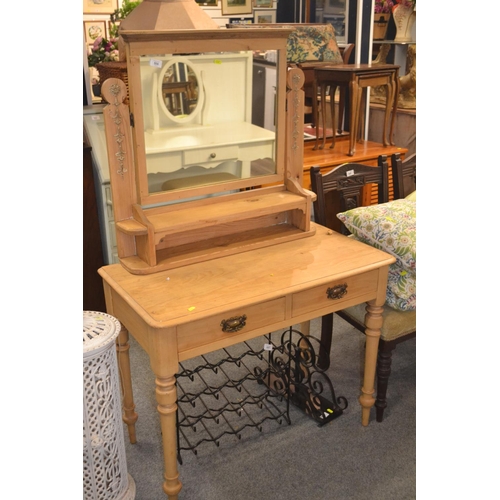 556 - Pine single drawer dressing table. w91cm d48cm h146cm