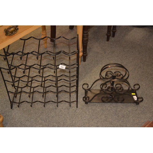 557 - Wrought iron magazine stand & wine rack