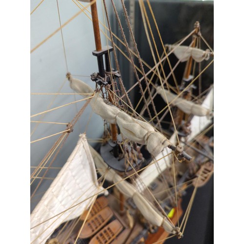 263 - Model of HMS Surprise, 1794 with ceramic captain and set of four Patrick O'Brian 'The Complete Aubre... 