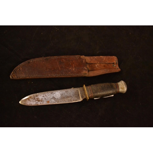 276 - Schneidteufel Solingen knife, blade length 11.5cm, with leather sheath