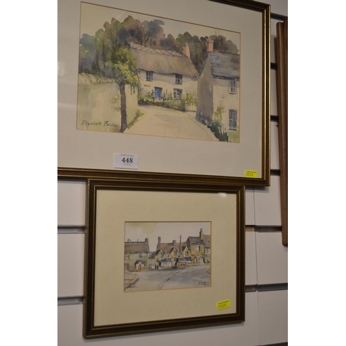 448 - 2 x watercolours of cottages by Elizabeth Parr