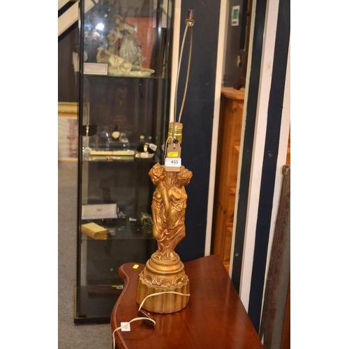 455 - Gilt plaster figurative lamp base. Will need re-wiring. 