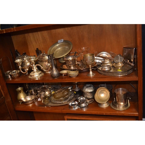 478 - Qty of plated ware over 2 shelves