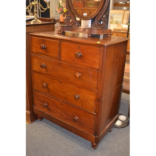 582 - Victorian mahogany 2 over 3 chest of drawers W98 D50 H114