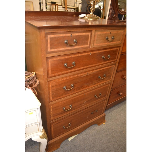 585 - 2 over 4 chest of drawers with inlay W82 D55 H122cm