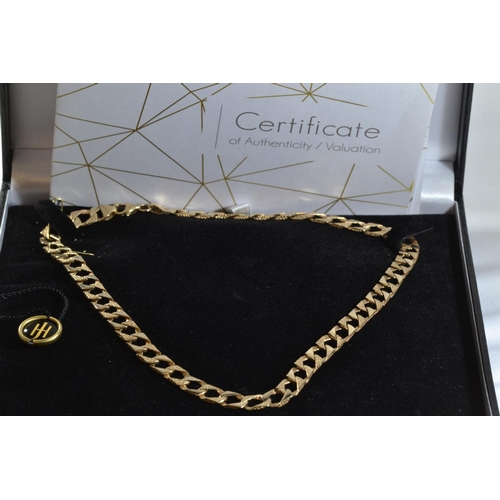 65 - 9ct gold textured curb link necklace, circumference 460mm, 23.41 grams