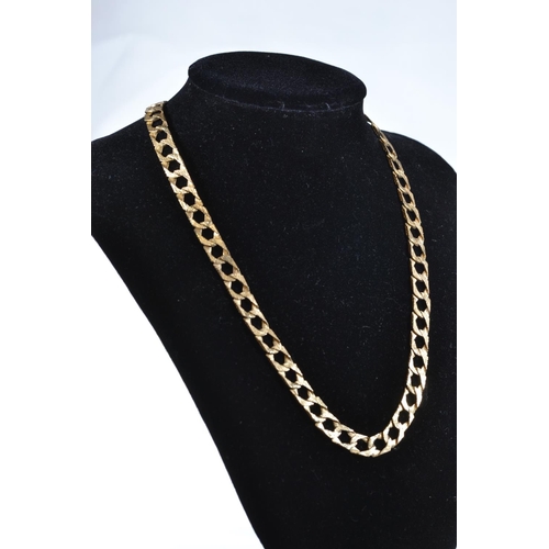 65 - 9ct gold textured curb link necklace, circumference 460mm, 23.41 grams