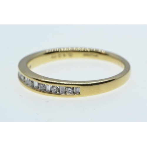 79 - 18ct gold & diamond half hoop ring, size K1/2, 2.38 grams