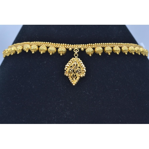 84 - 22ct gold Indian necklace, circumference 430mm, 16.36 grams