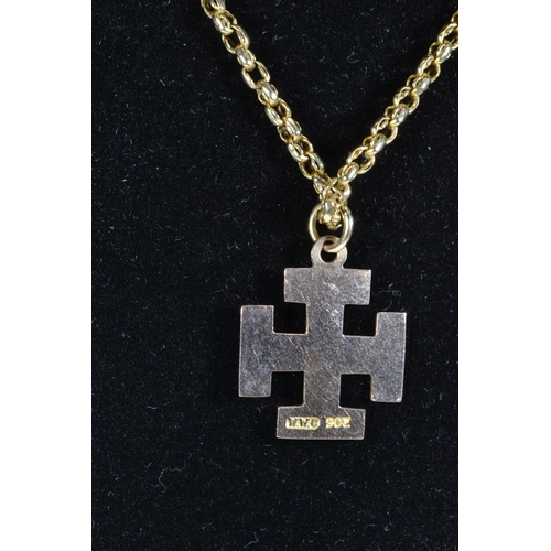 86 - 9ct gold cross pendant & yellow metal chain, chain tests positive for 9ct gold, chain circumfere... 