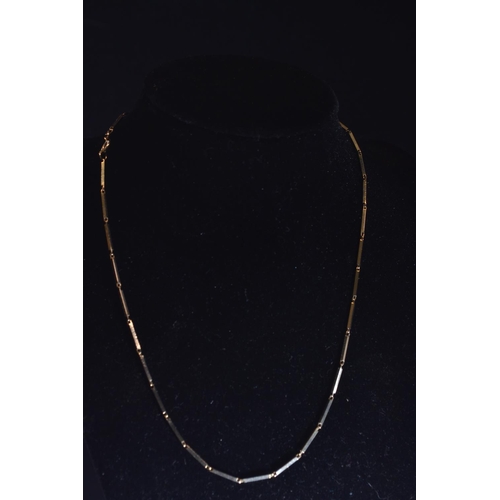 91 - 9ct gold bar link necklace, 3.86 grams, circumference 420mm