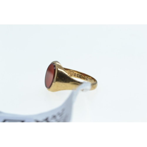 126 - 9ct gold & carnelian signet ring, size L, 2.42 grams