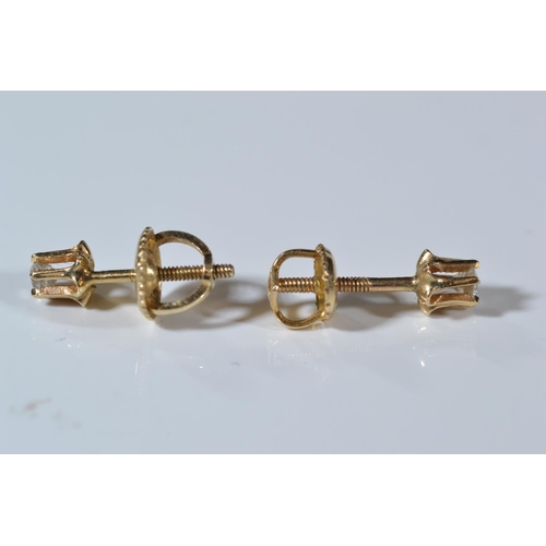 164 - Pair of 14ct gold & diamond ear studs, 1 gram, & a pair of 9ct gold & blue stone ear stu... 