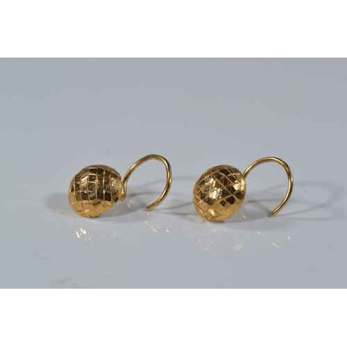 177 - Two pairs of yellow metal earrings, tested positive for 22ct gold, gross weight 1.91 grams, butterfl... 