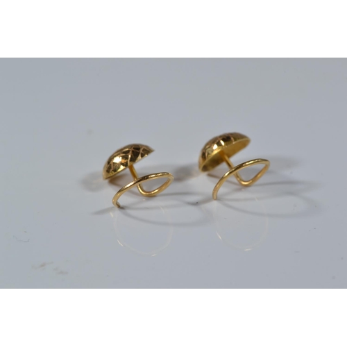 177 - Two pairs of yellow metal earrings, tested positive for 22ct gold, gross weight 1.91 grams, butterfl... 