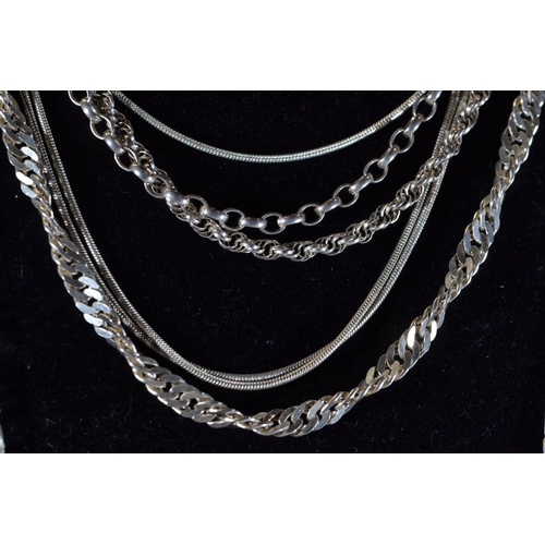 180 - Eleven silver neck chains, various lengths, gross weight 70.6 grams