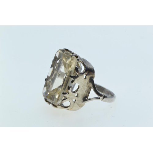 183 - Silver & citrine ring, size P, 10.77 grams